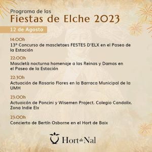 Programa oficial de las fiestas de Elche (2023). 12 de agosto